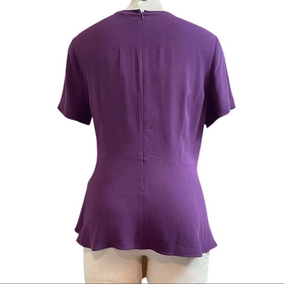 Eileen Fisher Zip Up Short Sleeve Top Plum Size 6 - Picture 2 of 7